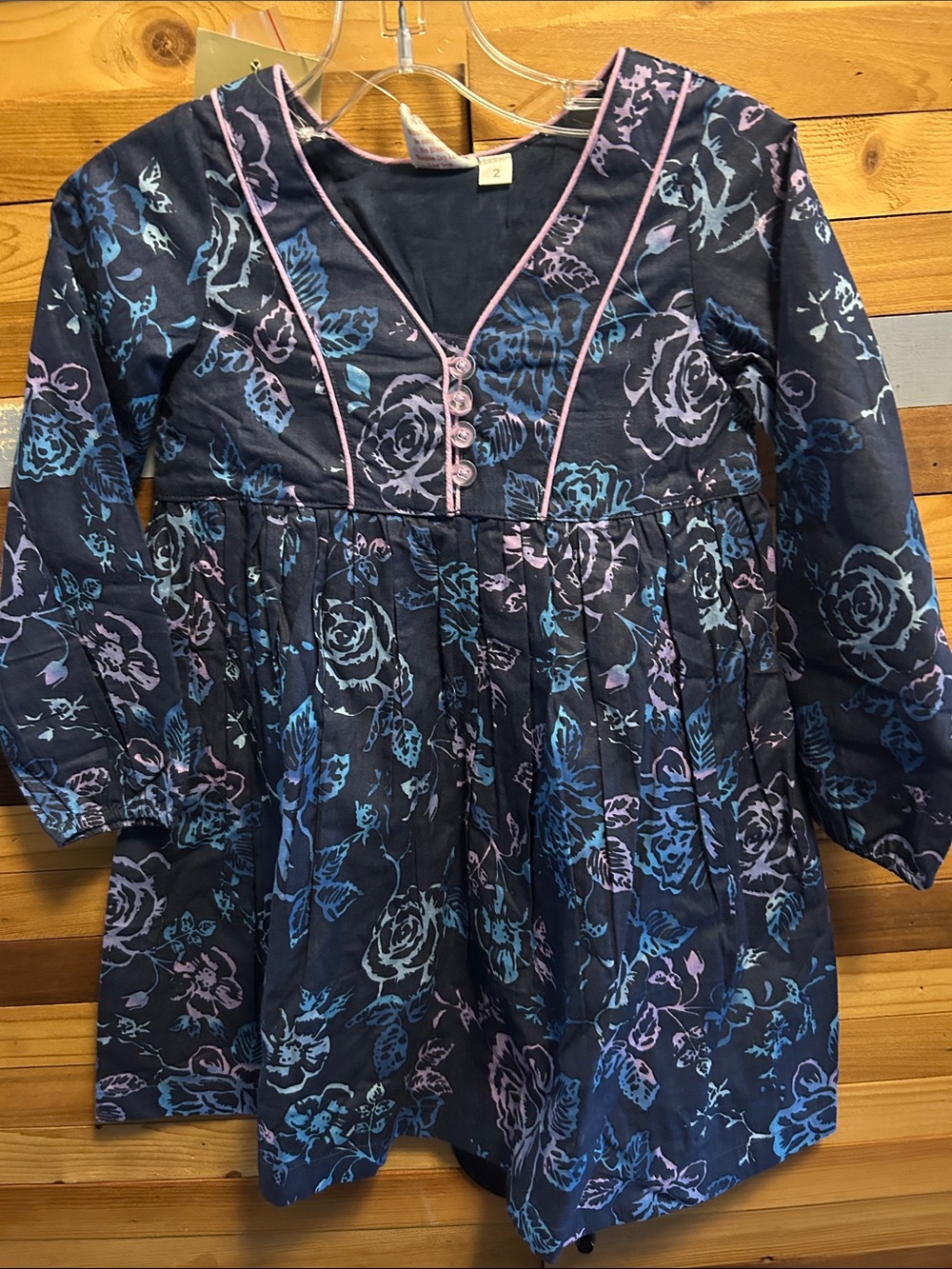 Yo Baby Girls Floral Boho button neck long sleeve dress